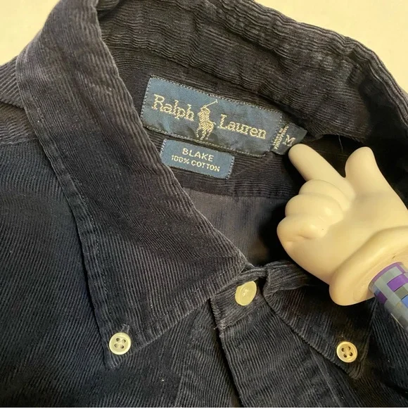 Ralph Lauren Blake Navy Corduroy Button Down – Mens Medium – 100% Cotton - Picture 4 of 7